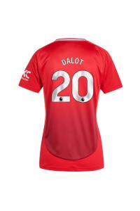 Manchester United Diogo Dalot #20 Jalkapallovaatteet Naisten Kotipaita 2024-25 Lyhythihainen